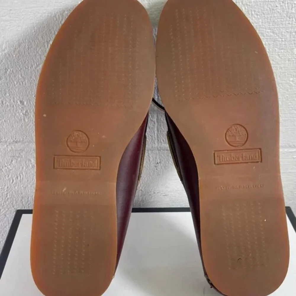 Timberland Boat Shoe Moccasin 25077 Brown Leather 2 Eye Slip On Men's 10.5 US